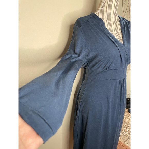 Eddie Bauer Empress Semi Pleated Fit and Flare Dress Blue Size M Petite - Picture 4 of 12